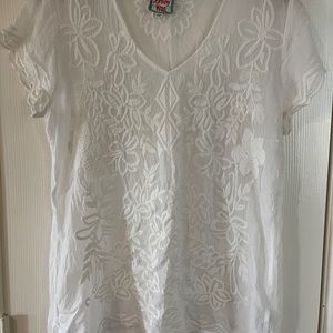 Johnny Was Short-Sleeve Georgette Top size M